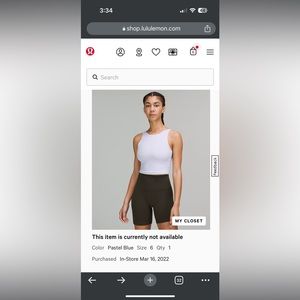 Lululemon align high neck tank top, cropped.